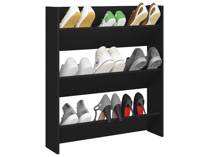 vidaXL Szafka ścienna na buty, czarna, 80x18x90 cm, płyta wiórowa Kategoria Ławki do salonu