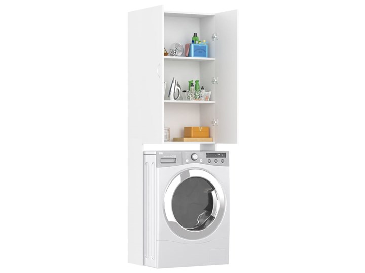 vidaXL Szafka na pralkę, biała, 64 x 25,5 x 190 cm Płyta MDF Rodzaj frontu Drzwiczki Płyta stolarska Szerokość 64 cm Szafki Głębokość 26 cm Kolor Biały
