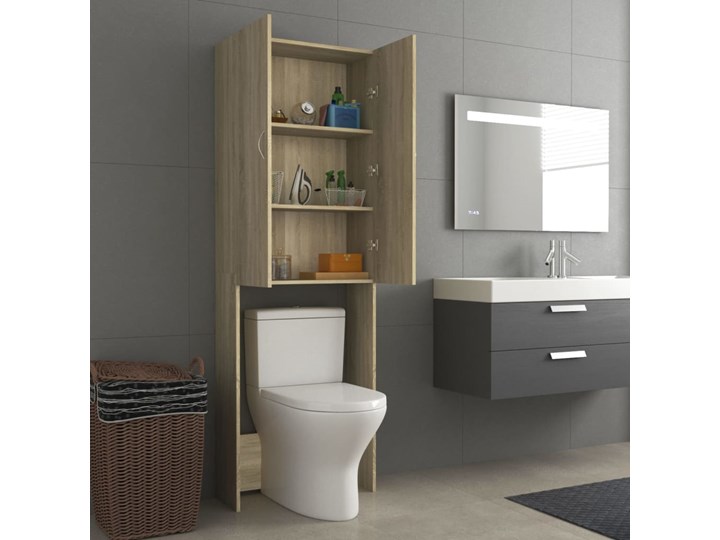 vidaXL Szafka na pralkę, dąb sonoma, 64 x 25,5 x 190 cm Głębokość 26 cm Płyta MDF Płyta stolarska Szerokość 64 cm Szafki Drewno Kategoria Szafki stojące