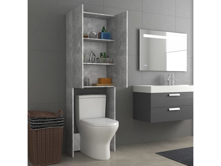 vidaXL Szafka na pralkę, szarość betonu, 64 x 25,5 x 190 cm Płyta MDF Kategoria Szafki stojące Szafki Głębokość 26 cm Płyta stolarska Szerokość 64 cm Rodzaj frontu Drzwiczki