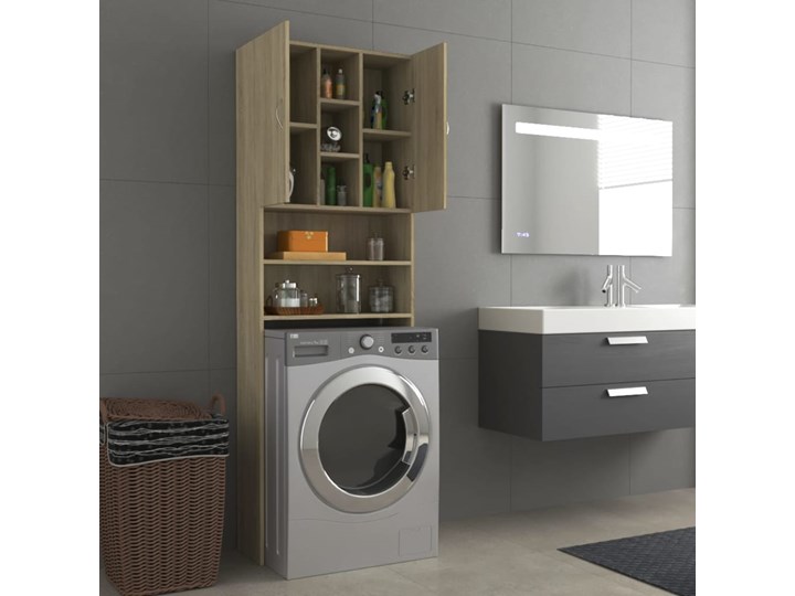 vidaXL Szafka na pralkę, dąb sonoma, 64 x 25,5 x 190 cm Płyta stolarska Drewno Płyta MDF Głębokość 26 cm Szerokość 64 cm Kategoria Szafki stojące
