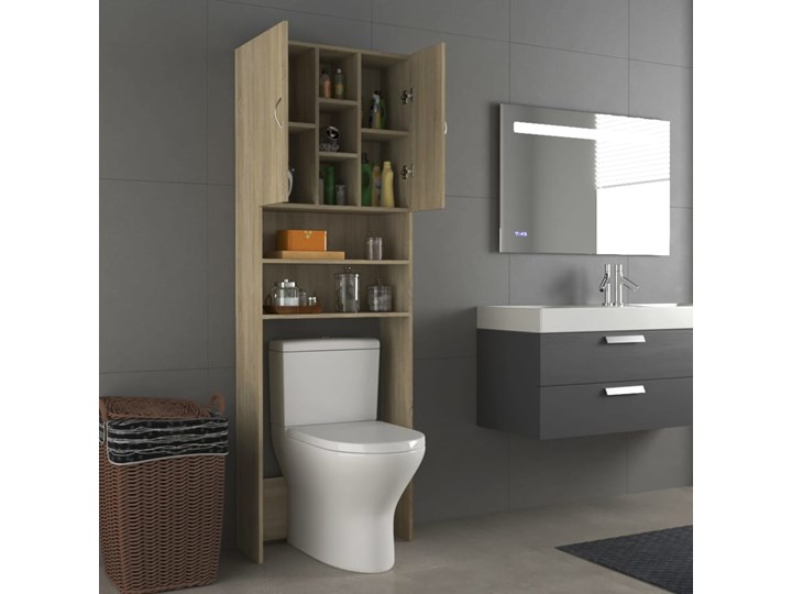 vidaXL Szafka na pralkę, dąb sonoma, 64 x 25,5 x 190 cm Płyta stolarska Głębokość 26 cm Drewno Płyta MDF Szerokość 64 cm Kategoria Szafki stojące