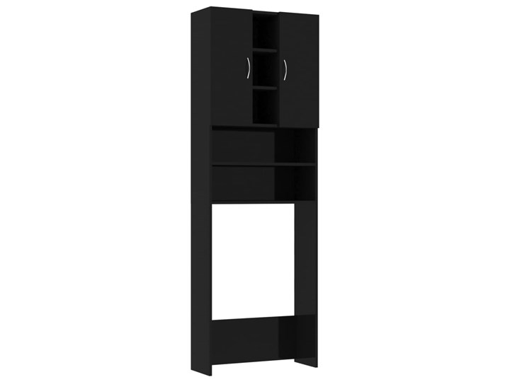 vidaXL Szafka na pralkę, czarna, wysoki połysk, 64 x 25,5 x 190 cm Głębokość 26 cm Szerokość 64 cm Kolor Czarny Płyta stolarska Płyta MDF Szafki Rodzaj frontu Drzwiczki