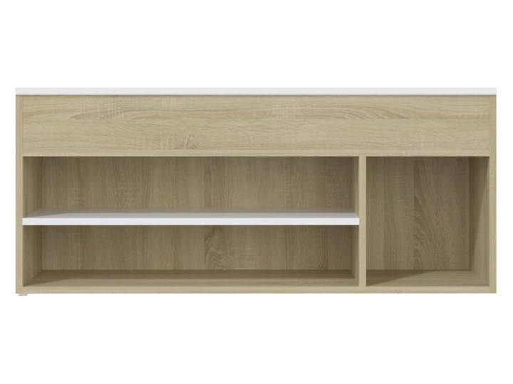 vidaXL Ławka z miejscem na buty, biel i dąb sonoma, 105x30x45 cm Drewno Płyta MDF Płyta laminowana Płyta meblowa Szerokość 105 cm Głębokość 30 cm Kategoria Szafki i regały