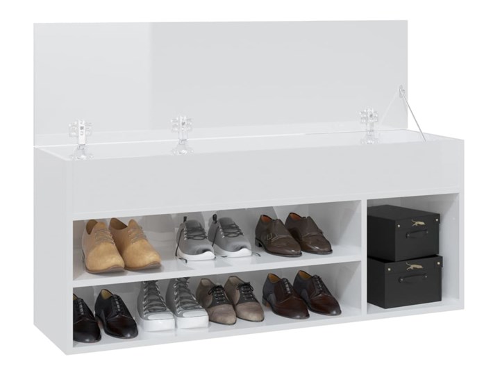 vidaXL Ławka z miejscem na buty, biała z połyskiem, 105x30x45 cm Płyta meblowa Szerokość 105 cm Płyta MDF Płyta laminowana Głębokość 30 cm Kategoria Szafki i regały