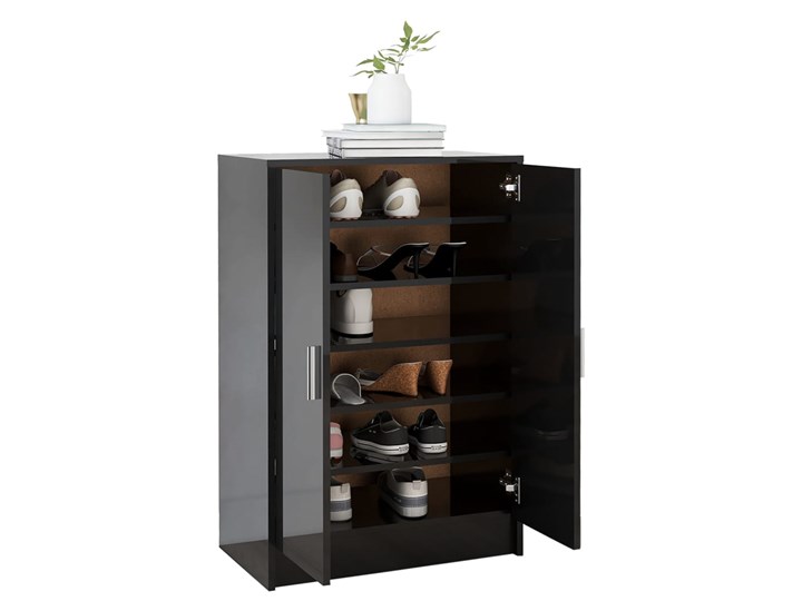 vidaXL Szafka na buty, wysoki połysk, czarna, 60x35x92 cm, płyta Głębokość 35 cm Płyta meblowa Szerokość 60 cm Płyta MDF Płyta laminowana Kategoria Szafki i regały