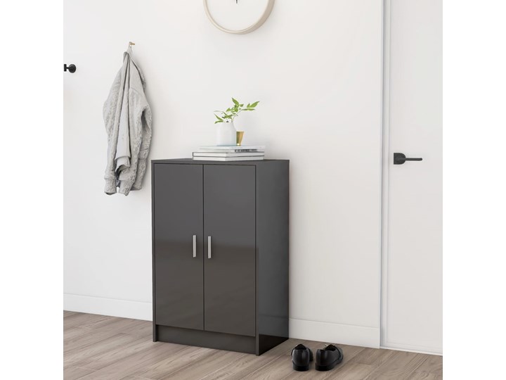 vidaXL Szafka na buty, szara z połyskiem, 60x35x92 cm, płyta wiórowa Głębokość 35 cm Płyta laminowana Płyta meblowa Szerokość 60 cm Płyta MDF Styl Nowoczesny