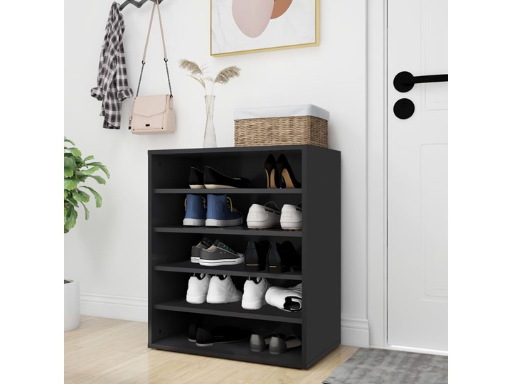vidaXL Szafka na buty, czarna, 60x35x70 cm, płyta wiórowa Płyta MDF Płyta laminowana Płyta meblowa Głębokość 35 cm Szerokość 60 cm Kategoria Szafki i regały Kolor Czarny