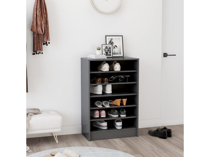 vidaXL Szafka na buty, szara, 60x35x92 cm, płyta wiórowa Styl Nowoczesny Płyta laminowana Szerokość 60 cm Głębokość 35 cm Płyta meblowa Płyta MDF Kolor Szary