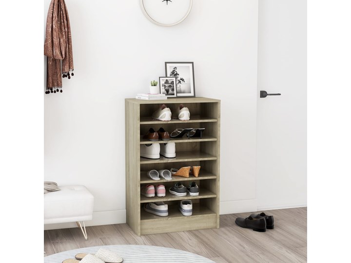 vidaXL Szafka na buty, kolor dąb sonoma, 60x35x92 cm, płyta wiórowa Szerokość 60 cm Płyta laminowana Płyta meblowa Kategoria Szafki i regały Płyta MDF Drewno Głębokość 35 cm Styl Nowoczesny