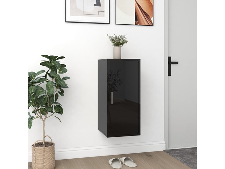 vidaXL Szafki na buty, 2 szt., wysoki połysk, czarne, 32x35x70 cm Szerokość 32 cm Głębokość 35 cm Płyta MDF Płyta laminowana Kategoria Szafki i regały Płyta meblowa Kolor Czarny