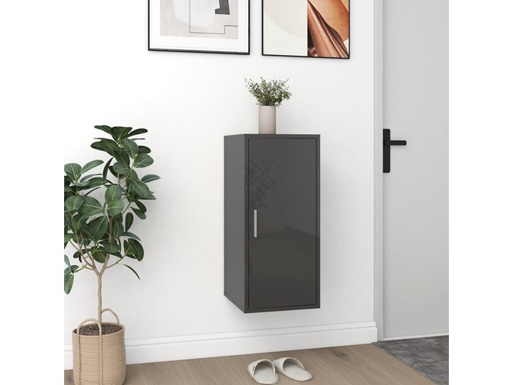 vidaXL Szafka na buty, wysoki połysk, szara, 32x35x70 cm, płyta Szerokość 32 cm Płyta laminowana Głębokość 35 cm Płyta meblowa Płyta MDF Kategoria Szafki i regały
