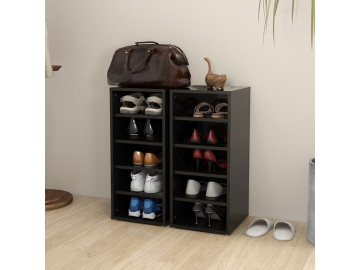 vidaXL Szafki na buty, 2 szt., wysoki połysk, czarne, 31,5x35x70 cm Płyta MDF Szerokość 32 cm Płyta laminowana Płyta meblowa Głębokość 35 cm Pomieszczenie Przedpokój