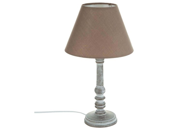 TAUPE lampka nocna drewniana beżowo-szara, wys. 36 cm Lampa z abażurem Lampa nocna Drewno Kategoria Lampy stołowe