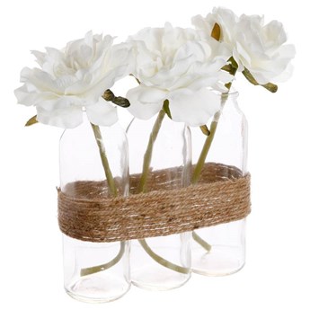 MASS sztuczne białe róże w wazonach, wys. 25 cm
