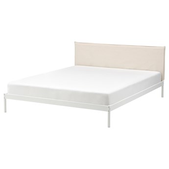 IKEA KLEPPSTAD Rama łóżka, biały/Vissle beżowy, 140x200 cm