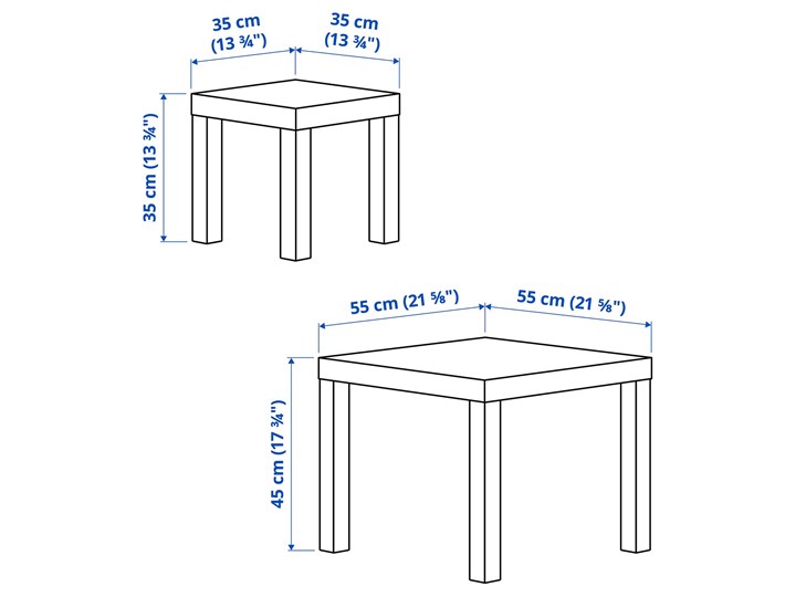 IKEA LACK Zestaw stolików, 2 szt, biały, Wysokość 1: 45 cm Kategoria Stoliki i ławy