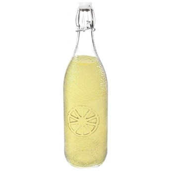 Butelka szklana zdobiona na lemoniadę wodę napoje do nalewek z korkiem klipsem 1 l kod: O-259136