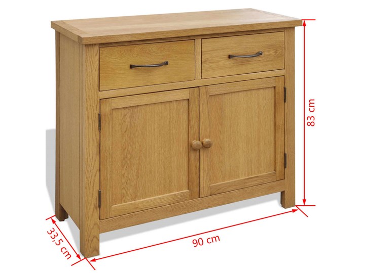 vidaXL Szafka, 90 x 33,5 x 83 cm, lite drewno dębowe Stojące Szerokość 90 cm Płyta laminowana Płyta MDF Głębokość 34 cm Kategoria Szafki i regały