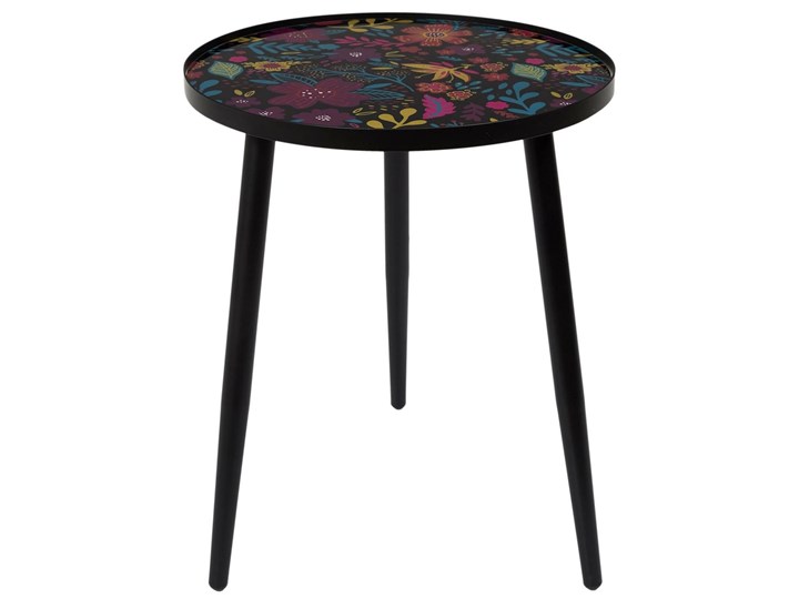 Zestaw 2 okrągłych stolików na trzech nogach Baroc Wysokość 38 cm Zestaw stolików Długość 40 cm Szerokość 40 cm Wysokość 46,5 cm Metal Długość 34 cm Szerokość 33,5 cm Szkło Kształt blatu Okrągłe