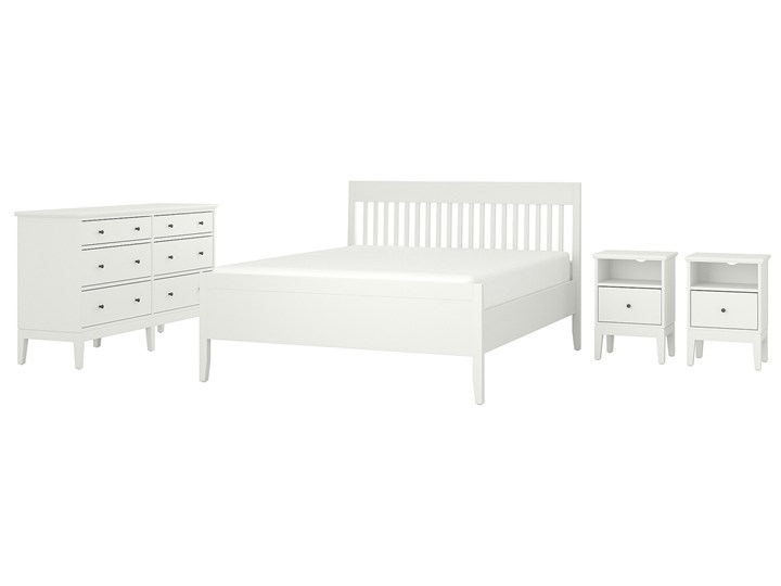 IKEA IDANÄS Zestaw mebli do sypialni 4 szt, Biały, 140x200 cm Pomieszczenie Sypialnia