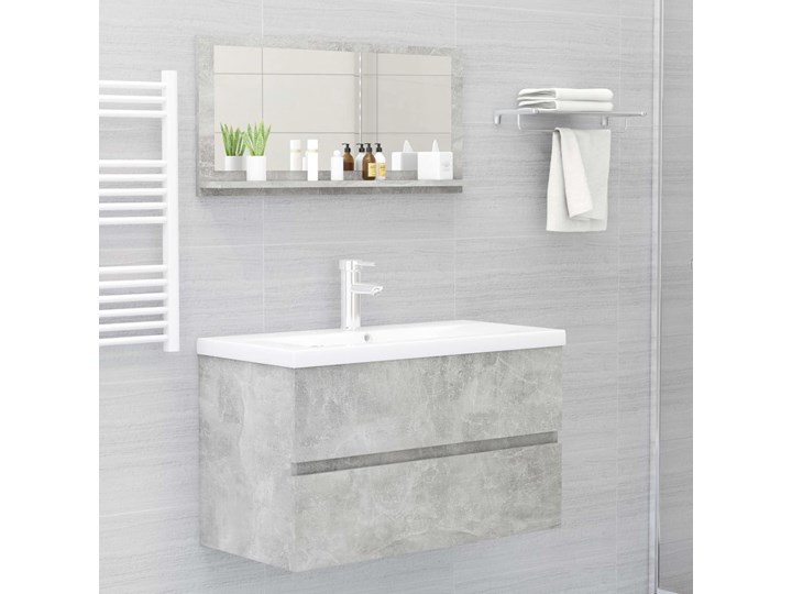 vidaXL Lustro łazienkowe, szarość betonu, 80x10,5x37 cm, płyta wiórowa Prostokątne Ścienne Styl Nowoczesny
