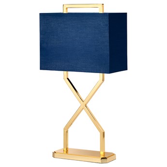 SELSEY Lampa stołowa Cresso granatowa na złotej podstawie