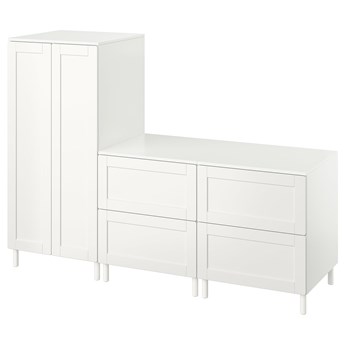 IKEA SMÅSTAD / PLATSA Szafa, Biały biała rama/z 2 komodami, 180x57x133 cm