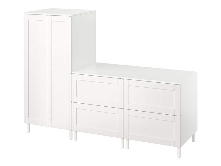 IKEA SMÅSTAD / PLATSA Szafa, Biały biała rama/z 2 komodami, 180x57x133 cm