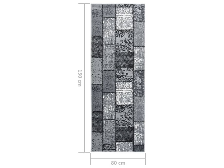 vidaXL Chodnik dywanowy, BCF, szary z geometrycznym wzorem, 80x150 cm Dywany Dywaniki Chodniki Syntetyk Pomieszczenie Przedpokój Prostokątny Pomieszczenie Sypialnia