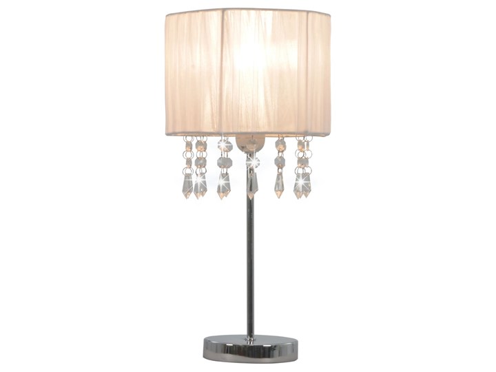 Biała lampka stołowa w stylu glamour - EX817-Alesa Tworzywo sztuczne Wysokość 44 cm Metal Lampa z abażurem Kolor Biały