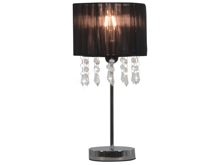 Czarna lampka stołowa glamour z abażurem - EX817-Alesa Wysokość 44 cm Styl Tradycyjny Tworzywo sztuczne Lampa z abażurem Metal Pomieszczenie Sypialnia