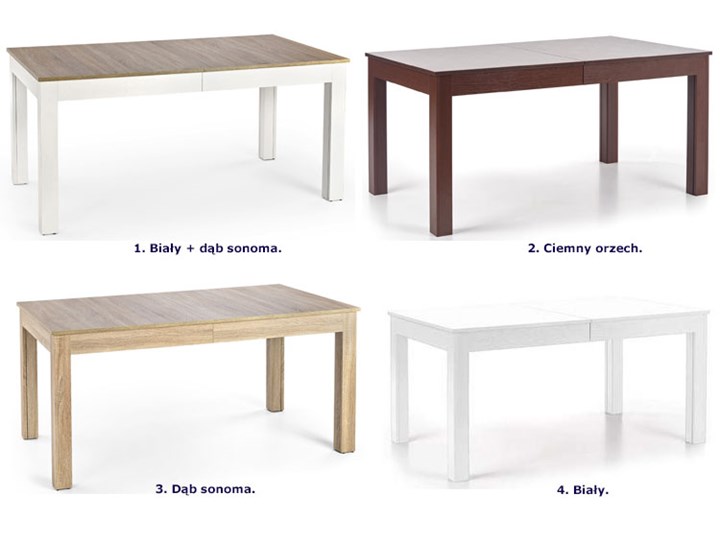 Minimalistyczny rozkładany stół Daniels - biały Drewno Rozkładanie Rozkładane Tworzywo sztuczne Wysokość 76 cm Płyta MDF Płyta laminowana Pomieszczenie Stoły do jadalni