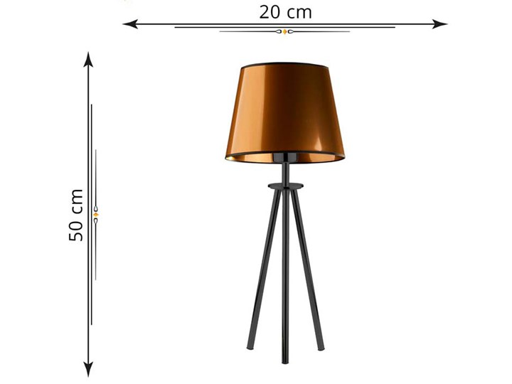 Miedziana lampka nocna trójnóg - EX925-Bergec Styl Tradycyjny Lampa z abażurem Lampa nocna Metal Wysokość 50 cm Pomieszczenie Sypialnia