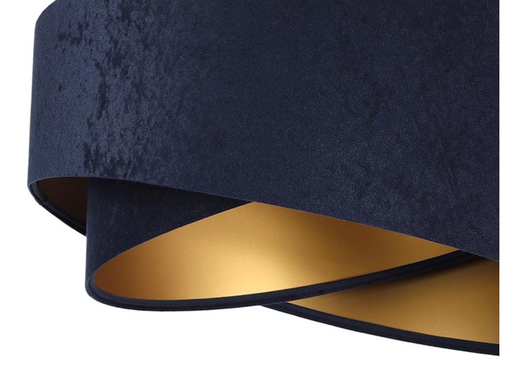 Granatowo-złota lampa wisząca glamour - EX985-Leris Lampa z abażurem Tworzywo sztuczne Tkanina Kolor Granatowy Metal Kategoria Lampy wiszące
