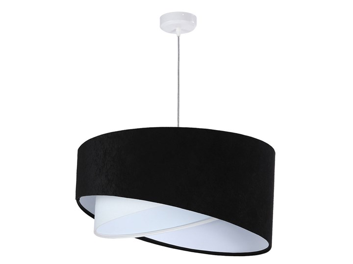 Czarno-biała lampa wisząca z weluru - EX986-Merso Tkanina Tworzywo sztuczne Lampa z abażurem Metal Styl Minimalistyczny