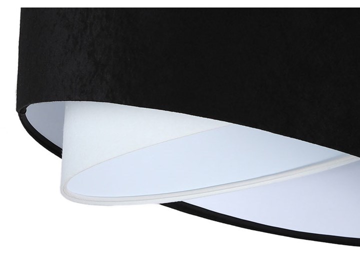 Czarno-biała lampa wisząca z weluru - EX986-Merso Metal Tkanina Tworzywo sztuczne Lampa z abażurem Kolor Czarny