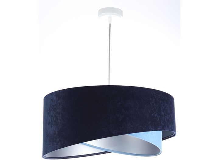 Granatowo-srebrna asymetryczna lampa wisząca - EX994-Lorisa Szkło Ilość źródeł światła 1 źródło Tworzywo sztuczne Metal Beton Lampa z abażurem Lampa inspirowana Tkanina Ceramika Pomieszczenie Jadalnia