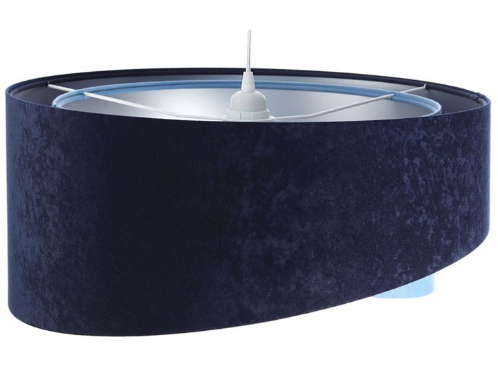 Granatowo-srebrna asymetryczna lampa wisząca - EX994-Lorisa Ceramika Tworzywo sztuczne Lampa z abażurem Beton Szkło Lampa inspirowana Metal Tkanina Styl Glamour