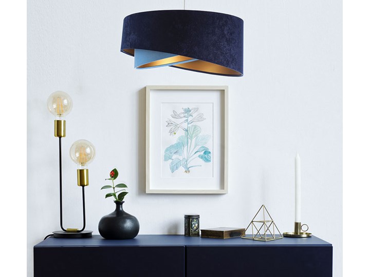 Granatowo-złota lampa wisząca glamour - EX994-Lorisa Lampa z abażurem Metal Lampa inspirowana Beton Ceramika Szkło Tkanina Tworzywo sztuczne Ilość źródeł światła 1 źródło