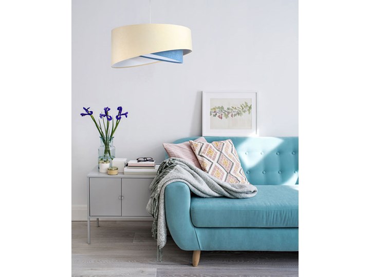 Beżowo-biała skandynawska lampa wisząca - EX998-Olida Lampa z abażurem Metal Styl Skandynawski Tworzywo sztuczne Tkanina Pomieszczenie Salon