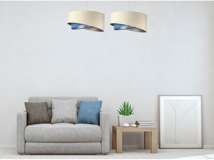 Beżowo-srebrna nowoczesna lampa wisząca - EX998-Olida Styl Skandynawski Lampa z abażurem Metal Tworzywo sztuczne Tkanina Styl Nowoczesny