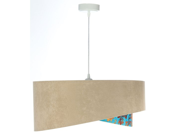 Beżowo-biała lampa wisząca z wzorem - EXX05-Nema Tworzywo sztuczne Metal Lampa z abażurem Tkanina Pomieszczenie Jadalnia