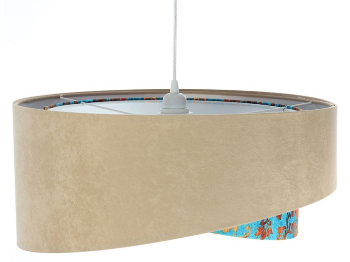 Beżowo-biała lampa wisząca z wzorem - EXX05-Nema Tworzywo sztuczne Tkanina Lampa z abażurem Kategoria Lampy wiszące Metal Kolor Beżowy