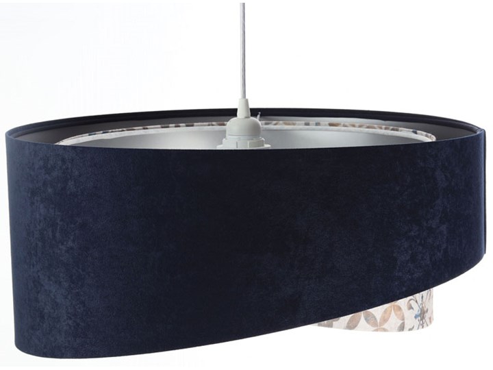 Granatowa lampa wisząca welurowa - EXX16-Fortina Metal Tworzywo sztuczne Pomieszczenie Przedpokój Tkanina Lampa z abażurem Kolor Granatowy
