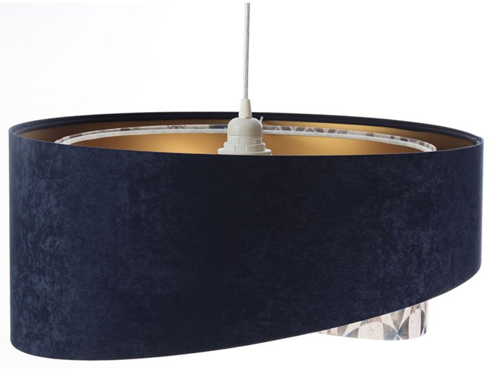 Granatowo-złota welurowa lampa wisząca - EXX19-Wenis Tworzywo sztuczne Pomieszczenie Sypialnia Lampa z kloszem Lampa z abażurem Metal Tkanina Kolor