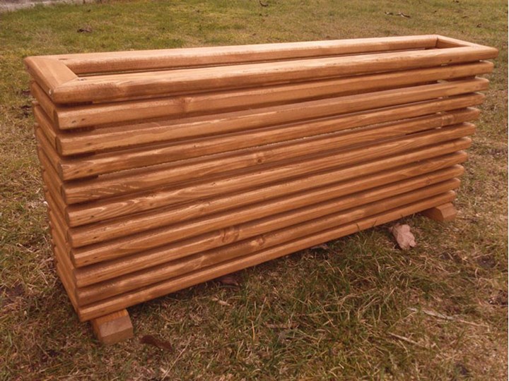 Prostokątna duża drewniana donica do ogrodu - Lingo Plastik Donica balkonowa Prostokątny Donica ogrodowa Drewno Kategoria Donice ogrodowe