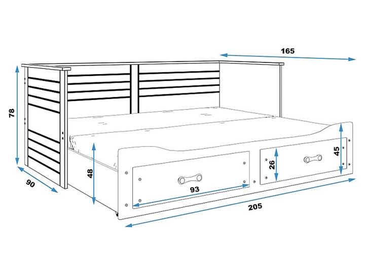 Białe rozsuwane łóżko młodzieżowe 80x200 - Aniko Drewno Łóżko piętrowe Tkanina Płyta meblowa Płyta MDF Rozmiar materaca 80x200 cm