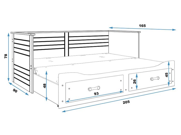 Szare łóżko dziecięce z materacem 80x200 - Aniko Drewno Tkanina Łóżko piętrowe Płyta meblowa Płyta MDF Kolor Szary Rozmiar materaca 90x200 cm
