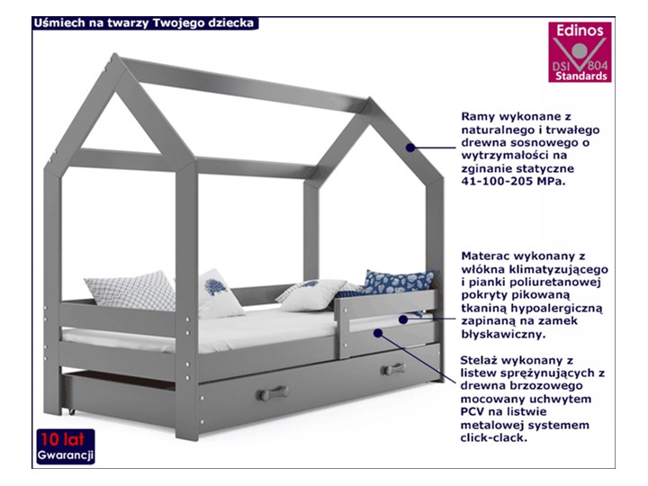 Szare łóżeczko drewniane dla dziecka 80x160 - Bambino Drewno Tkanina Płyta meblowa Rozmiar materaca 80x160 cm Płyta MDF Rozmiar materaca 80x160 cm